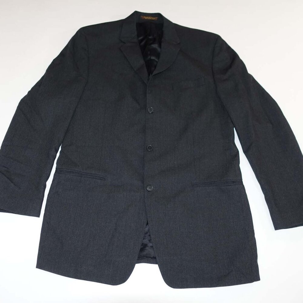 Marco Cellini Men's Suit Jacket Size 42 X-Long Charcoal Gray Blazer Coat Wool